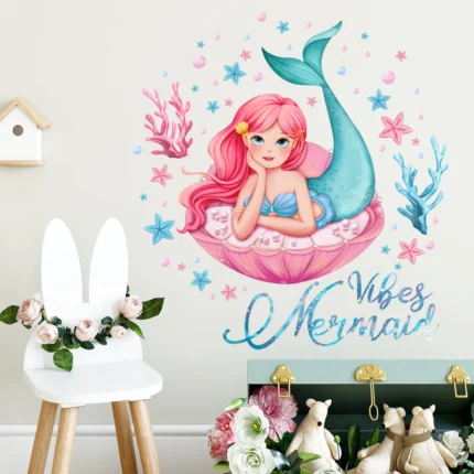 mermaid wall stickers for baby girls