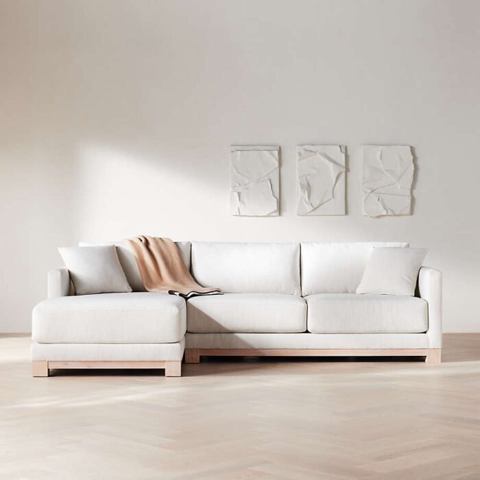 Gather Deep Wood Base 3-Piece L-Shaped Sectional Sofa