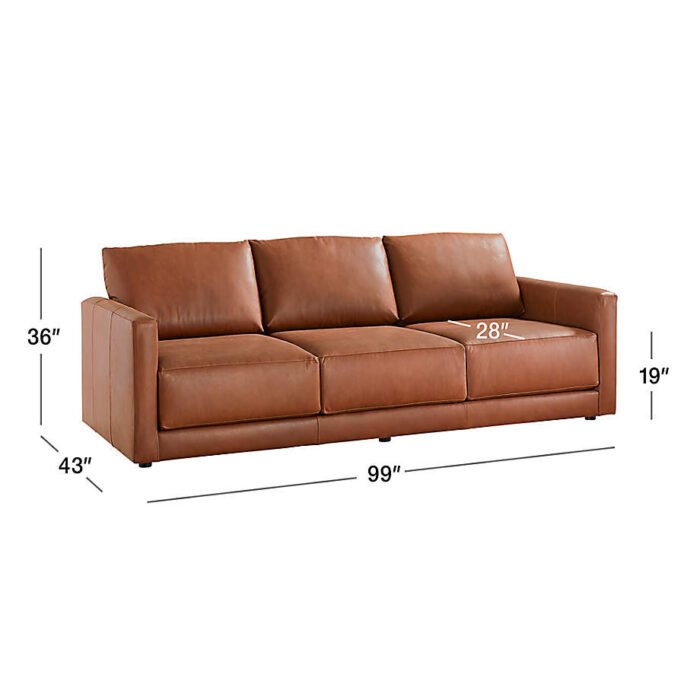 Gather Deep Leather Sofa 98"