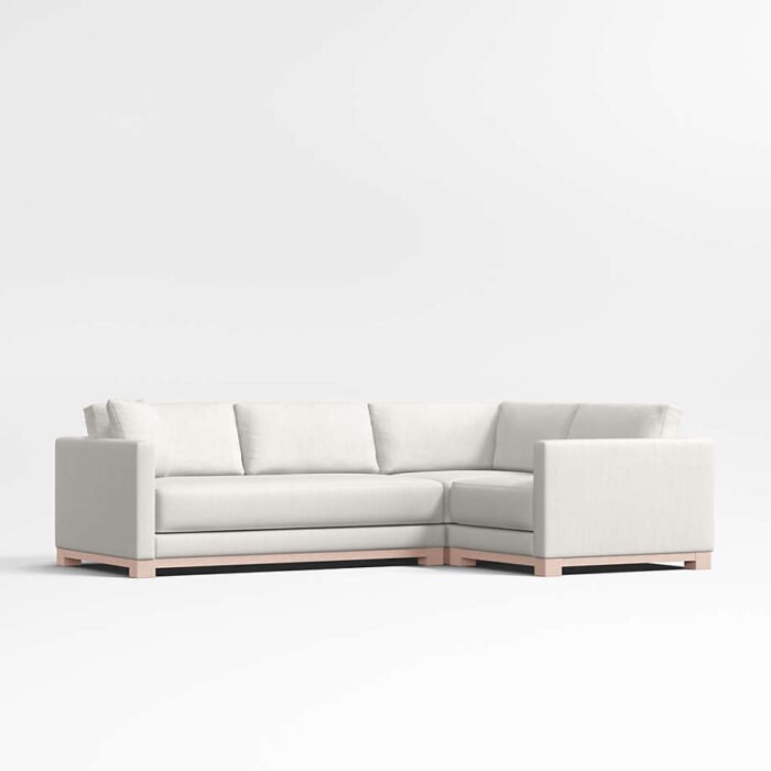 Gather Deep Wood Base Bench 3-Piece L-Shaped Sectional Sofa