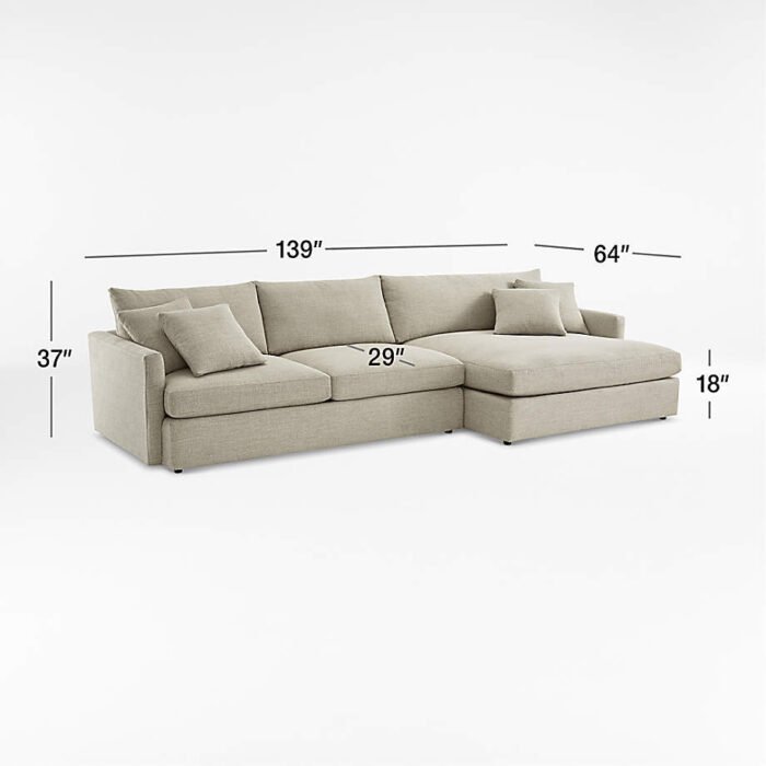 Lounge Deep 2-Piece Right-Arm Extra Wide Chaise Sectional Sofa