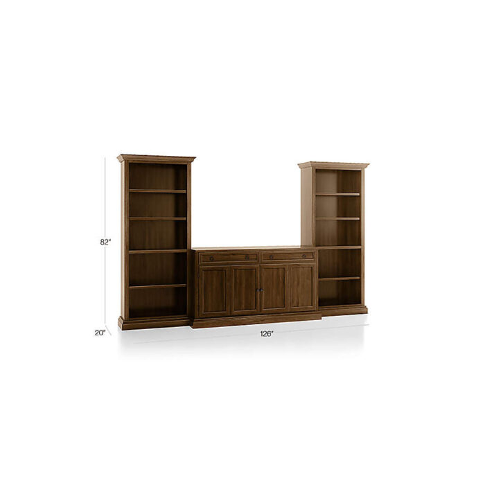 Cameo Nero Noce 3-Piece Entertainment Center with Open Bookcases