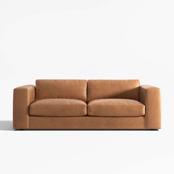 Oceanside Leather Deep-Seat Sofa 89"