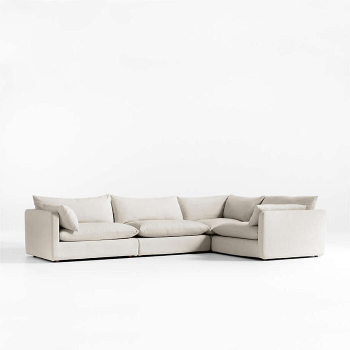 Unwind Modular 4-Piece L-Shaped Slipcovered Sectional Sofa