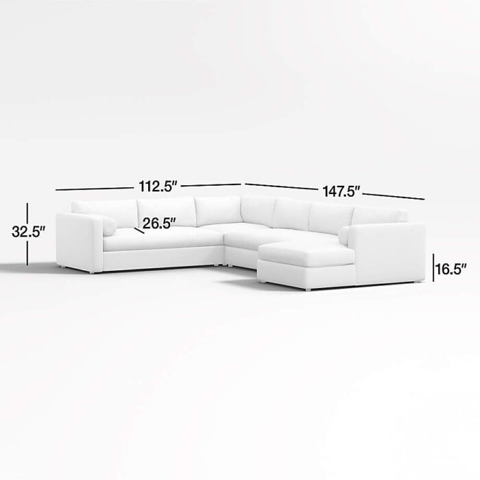 Aris Deep 4-Piece Right-Arm Chaise Sectional Sofa