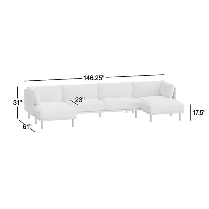 Wells 3-Piece Double-Chaise Sectional Sofa