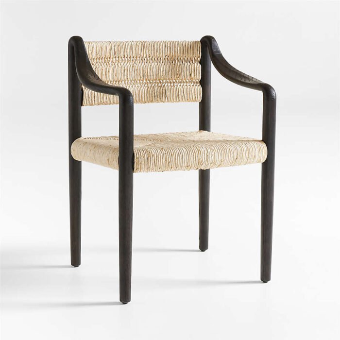 Pamplona Ebonized Ash Wood Dining Arm Chair