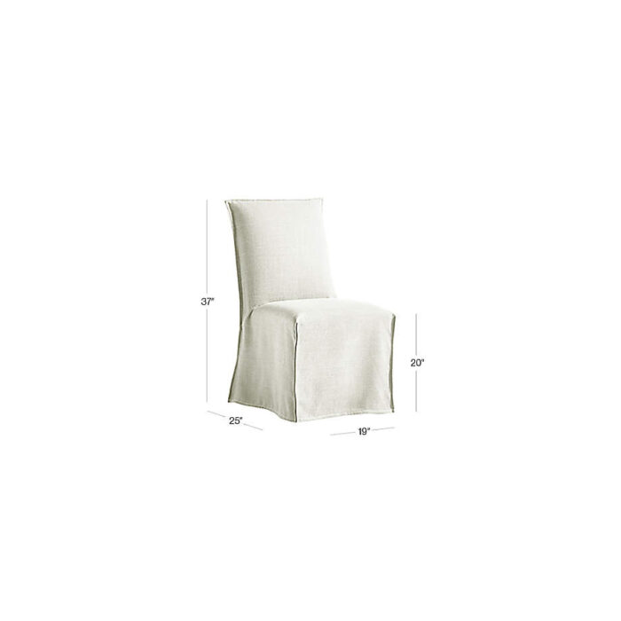 Addison Flax Linen Flange Slipcover Dining Chair