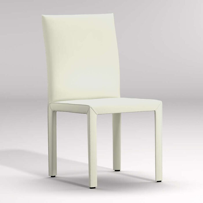 Folio White Top-Grain Leather Dining Chair