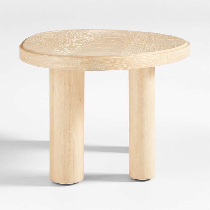 La Sal Small Natural Oak Wood Asymmetric End Table