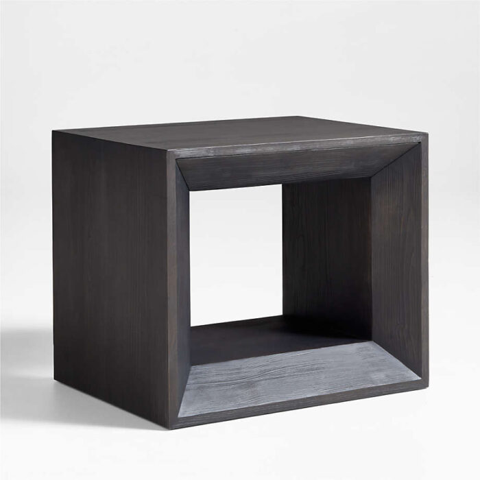 Vernon Ebonized Wood Side Table with Drawer