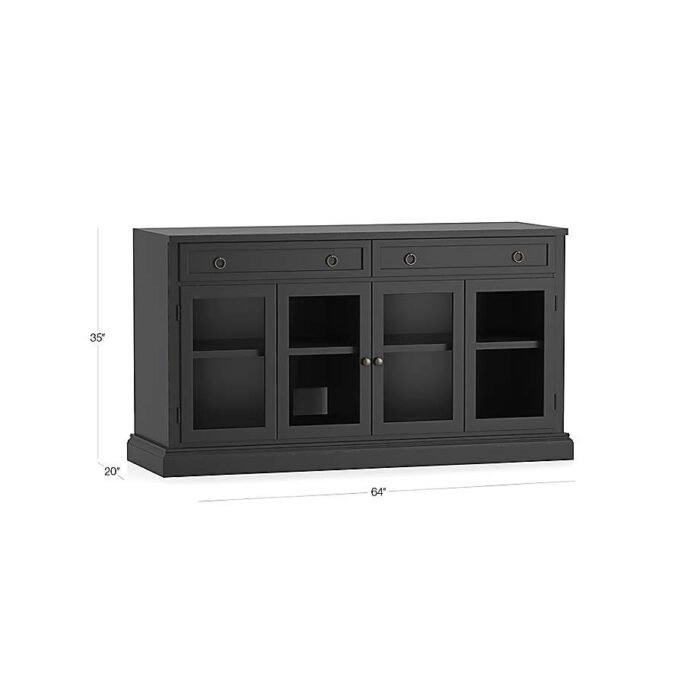 Cameo 62" Bruno Black Modular Storage Media Console with Glass Doors