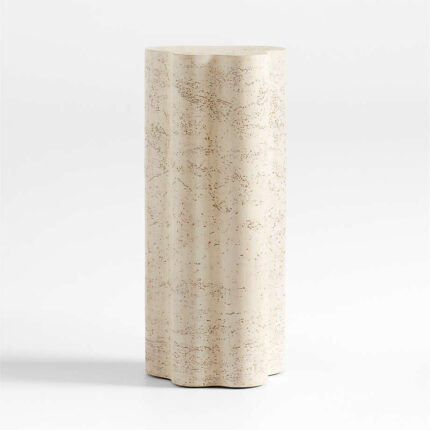 Fleur Tall Faux Travertine Resin Drink Table