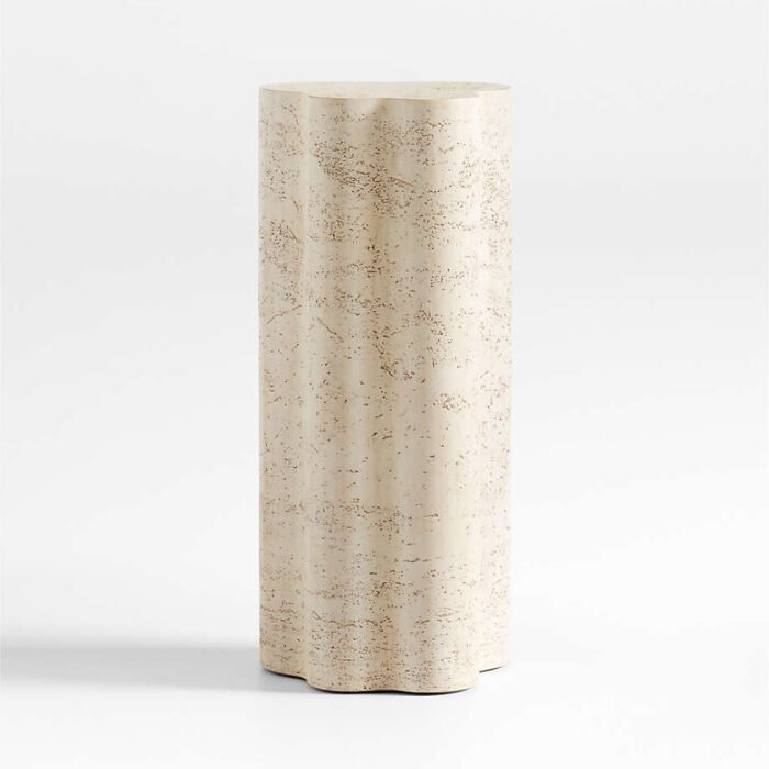 Fleur Tall Faux Travertine Resin Drink Table