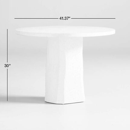 Contemplation 41.5" Round White Travertine and Concrete Entryway Table by Athena Calderone