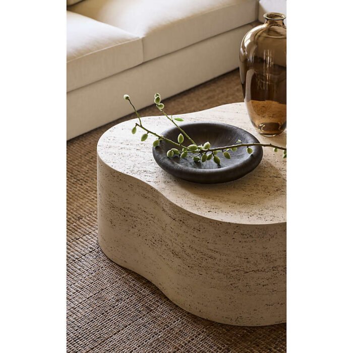 Fleur Faux Travertine Resin Coffee Table