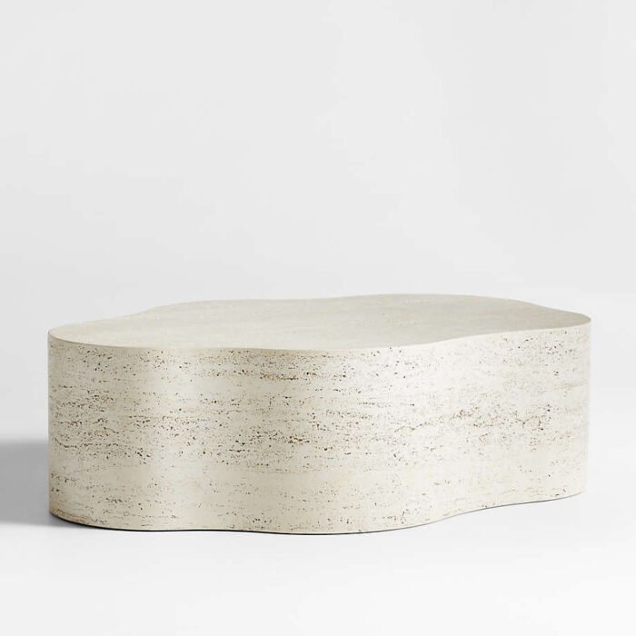 Fleur Faux Travertine Resin Coffee Table