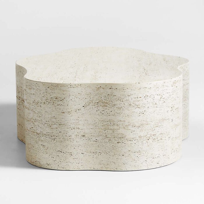 Fleur Faux Travertine Resin Coffee Table