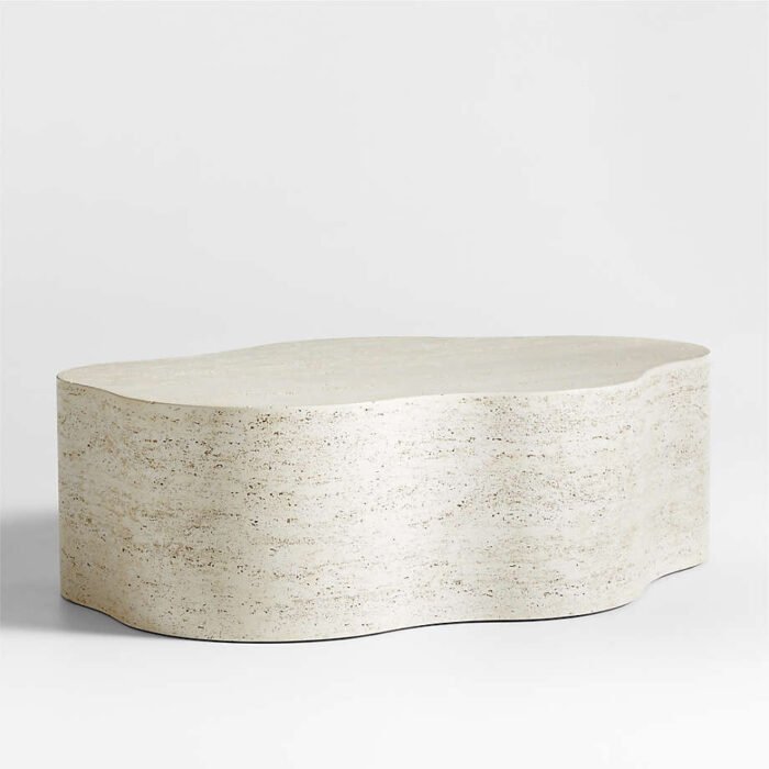 Fleur Faux Travertine Resin Coffee Table