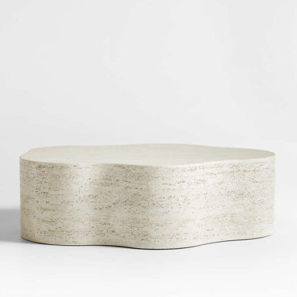 Fleur Faux Travertine Resin Coffee Table