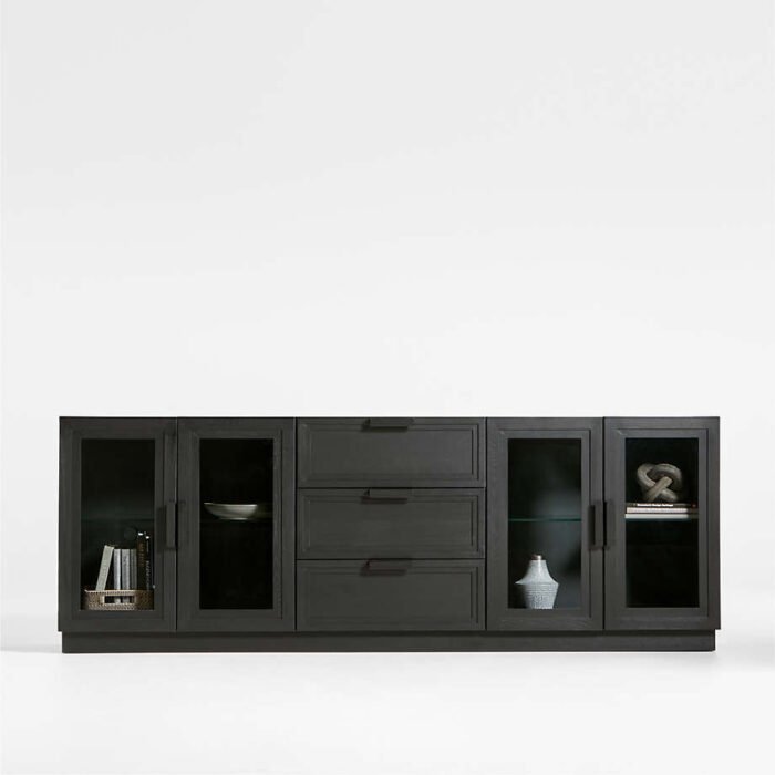 Calypso Black Elm Wood 90" Storage Media Console