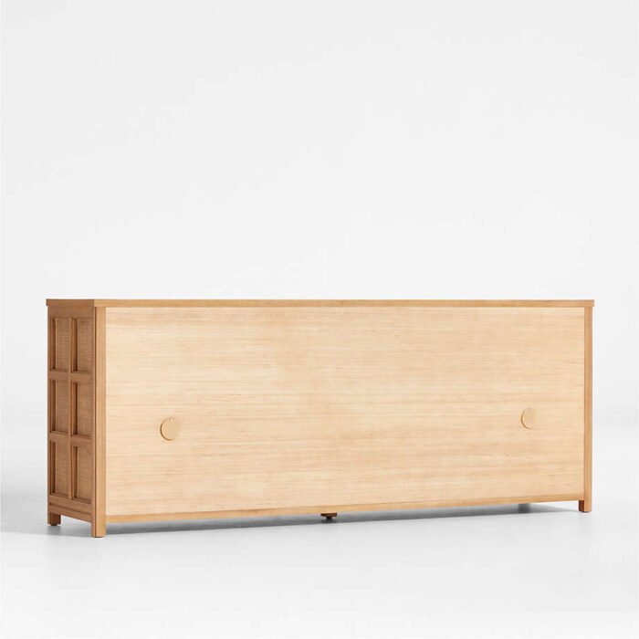 Campagna 76" Rattan and Natural Oak Wood Storage Media Console