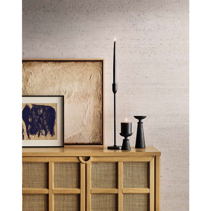 Campagna 76" Rattan and Natural Oak Wood Storage Media Console