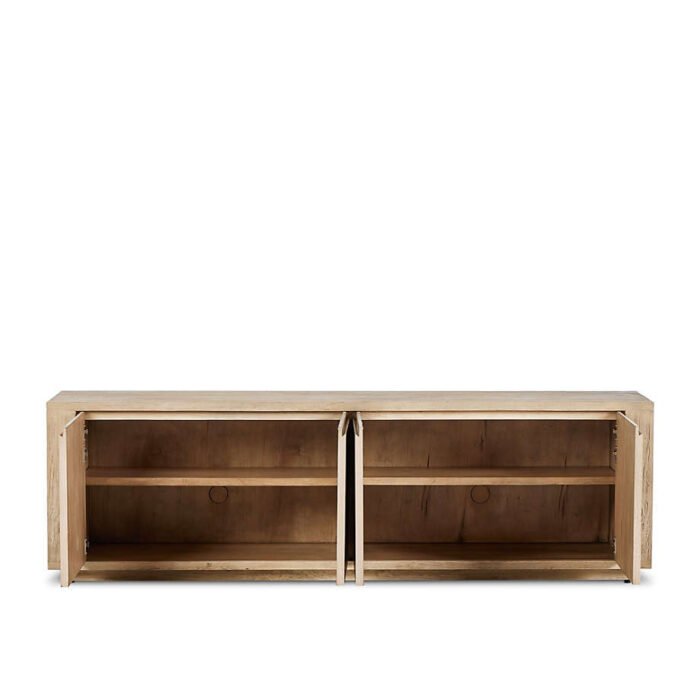 Redondo 92" Light Brown Wood and Metal Storage Media Console