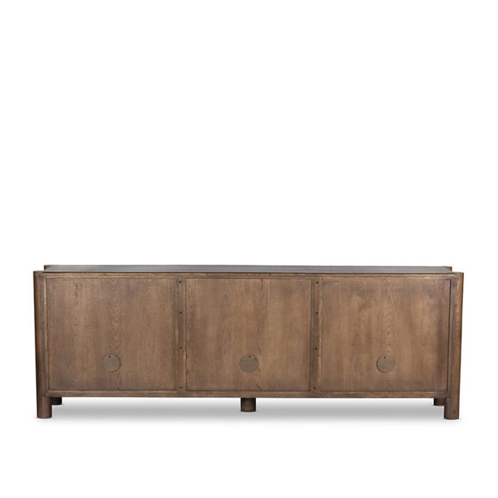 Ezri 98" Brown Carved Oak Wood Storage Media Console