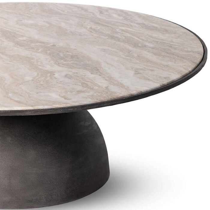 Dev Taupe Marble and Grey Metal 47" Round Coffee Table