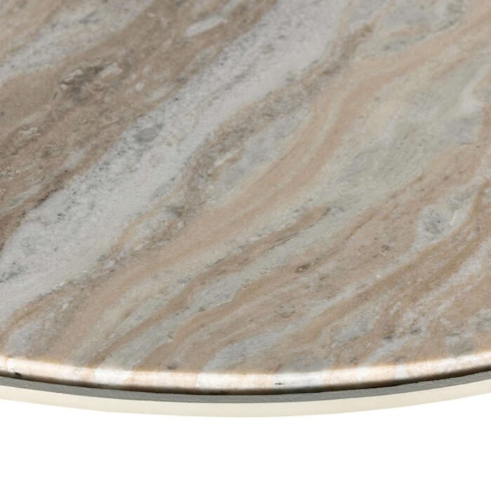 Dev Taupe Marble and White Metal 35" Round Coffee Table