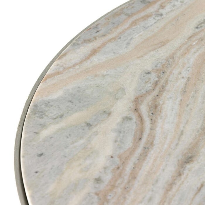 Dev Taupe Marble and White Metal 35" Round Coffee Table