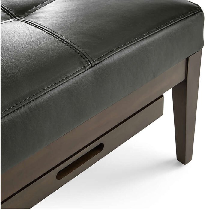 Nash Leather Tufted Rectangular Ottoman with Tray