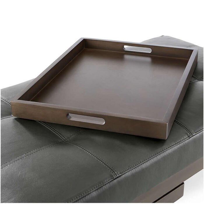 Nash Leather Tufted Rectangular Ottoman with Tray