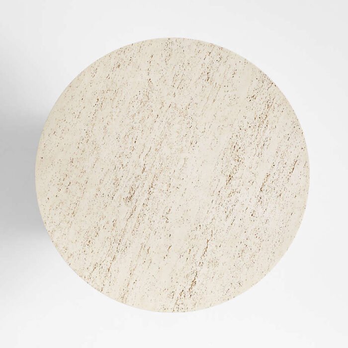 Willy Faux Travertine Resin 44" Round Pedestal Coffee Table by Leanne Ford