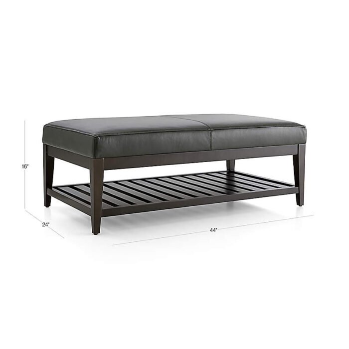 Nash Leather Square Ottoman with Slats