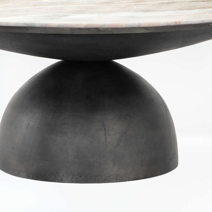 Dev Taupe Marble and Grey Metal 35" Round Coffee Table