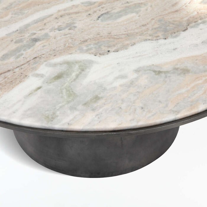 Dev Taupe Marble and Grey Metal 35" Round Coffee Table