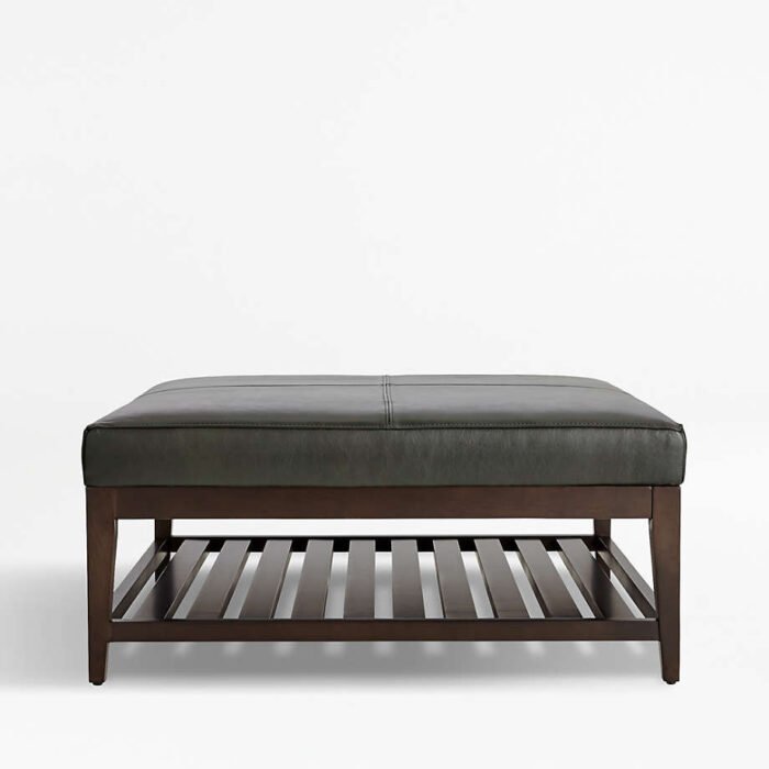 Nash Leather Square Ottoman with Slats