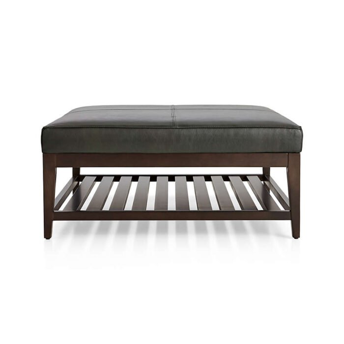 Nash Leather Square Ottoman with Slats