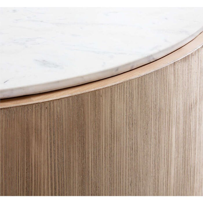 Troupe Marble and Natural Pine Wood 56" Round Coffee Table