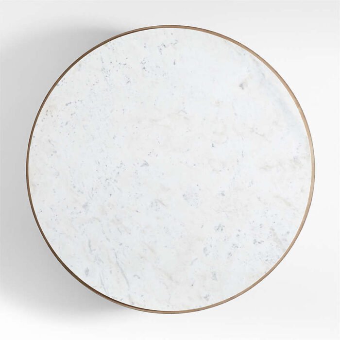 Troupe Marble and Natural Pine Wood 56" Round Coffee Table