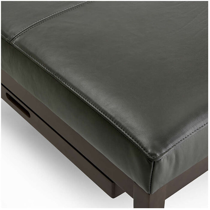 Nash Leather Square Ottoman with Tray