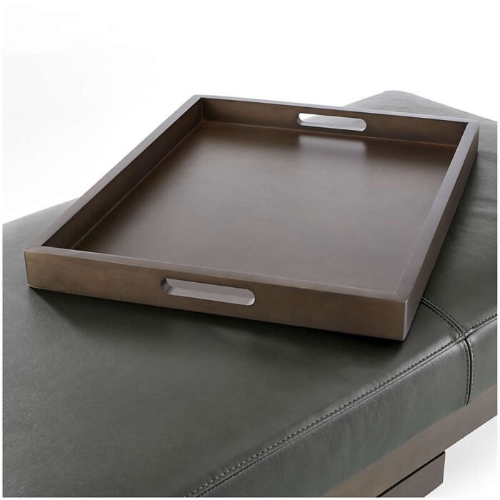 Nash Leather Rectangular Ottoman with Tray