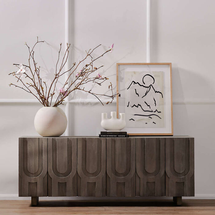 Camila Aged Grey Wood Storage Media Console