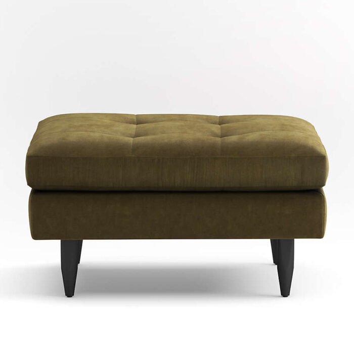 Petrie Velvet Mid-Century Ottoman