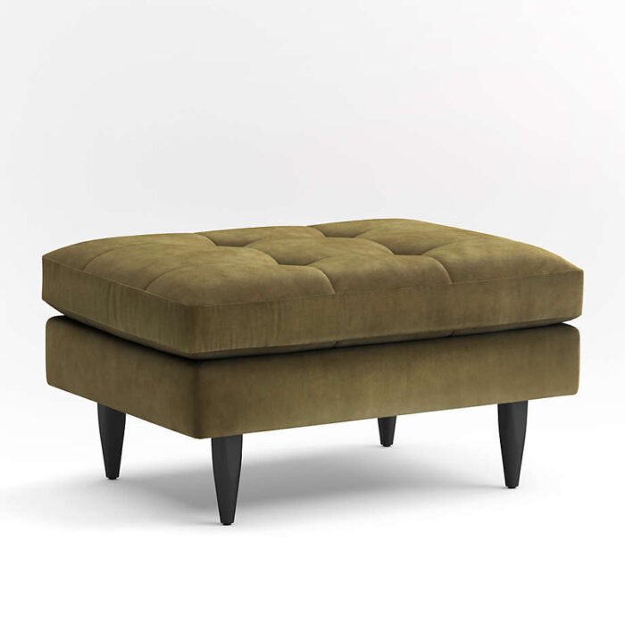 Petrie Velvet Mid-Century Ottoman