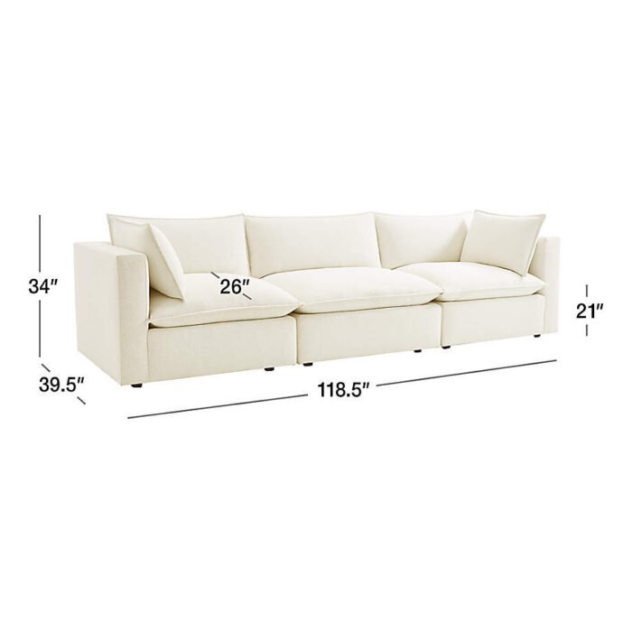 Lotus Deep Modular 3-Piece Sectional Sofa