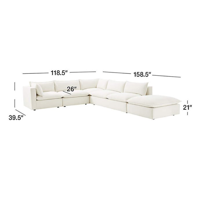 Lotus Deep Modular 5-Piece Sectional Sofa