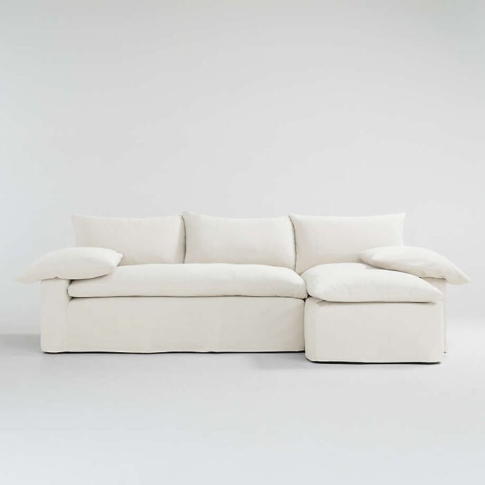 Ever Slipcovered 2-Piece Sectional Sofa with Right Arm Chaise by Leanne Ford